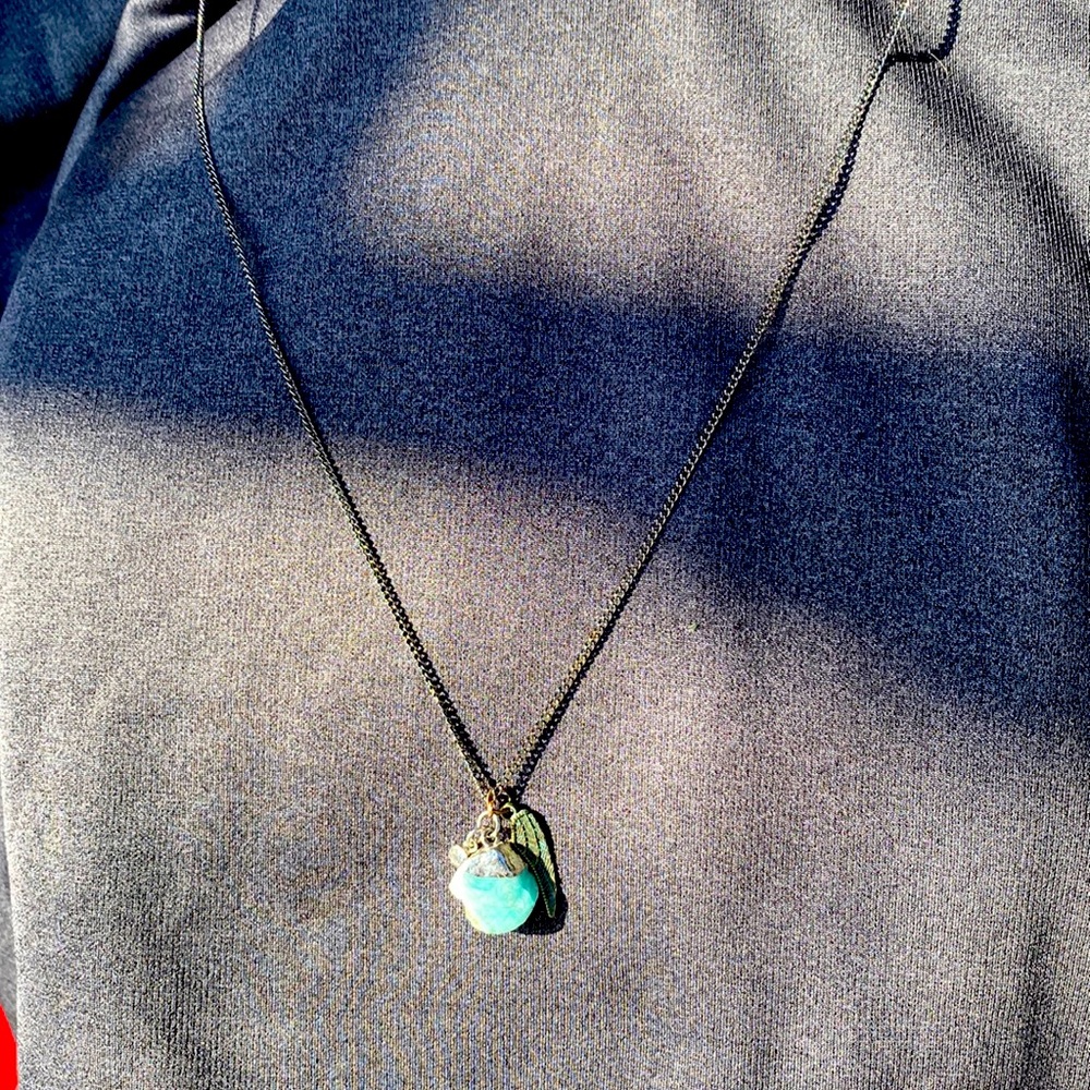 Turquoise stone/angel wing necklace